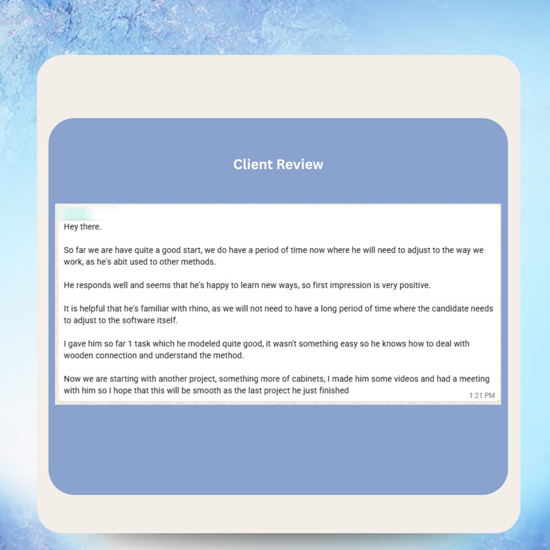 Client WhatsApp message